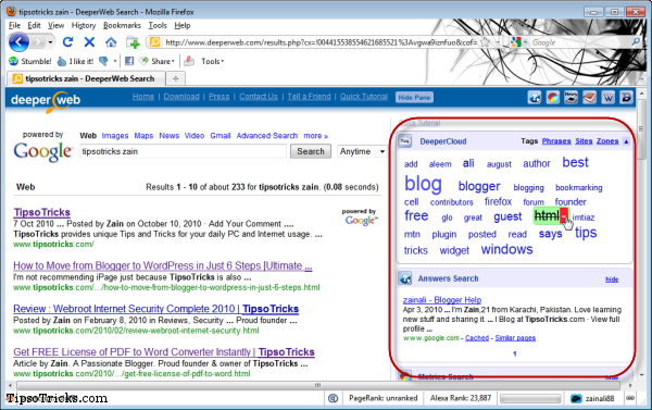 deeperweb google customized search