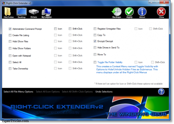 right click context menu extender screenshot