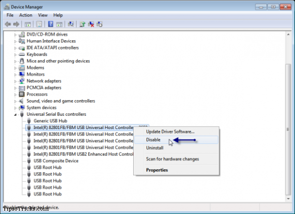 Disable USB Ports through Device Manager