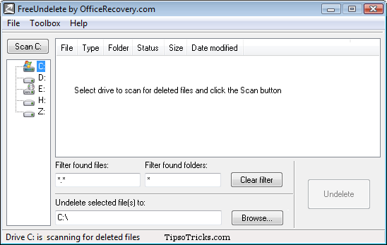 FREEUndelete data recovery tool FREEUndelete data recovery tool