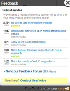 Uservoice feedback widget