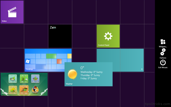 Mosaic Windows 8 Tiles Widgets
