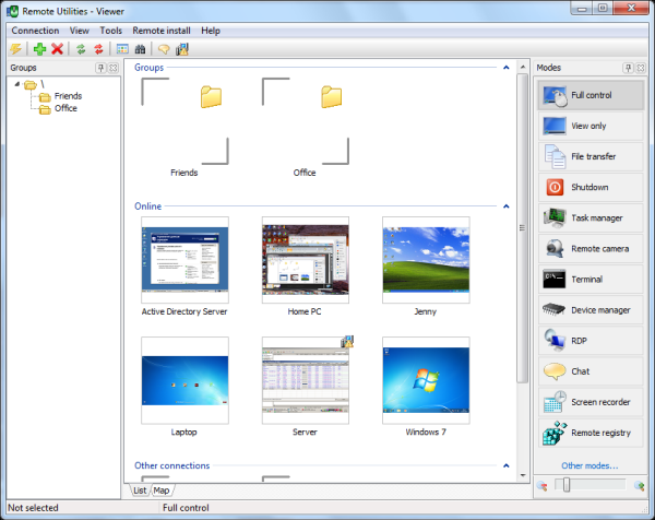 Remote Utilities Main Interface