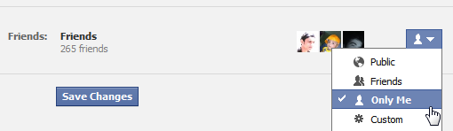 Hide Friends List in Facebook
