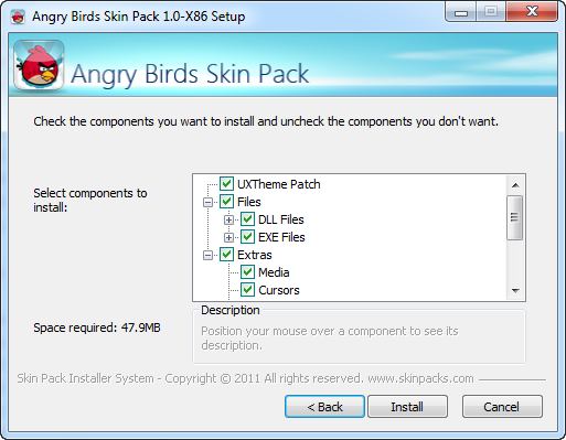Angry birds skin pack installer