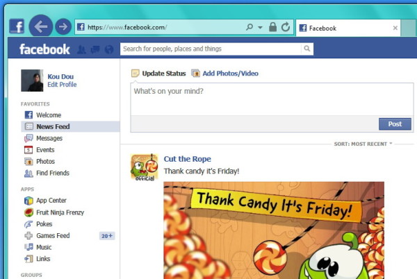 Realtime Facebook Notifications on Taskbar