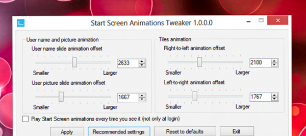 Start Screen Animations Tweaker