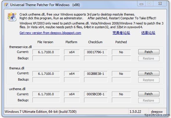 UX Theme Patcher for Windows