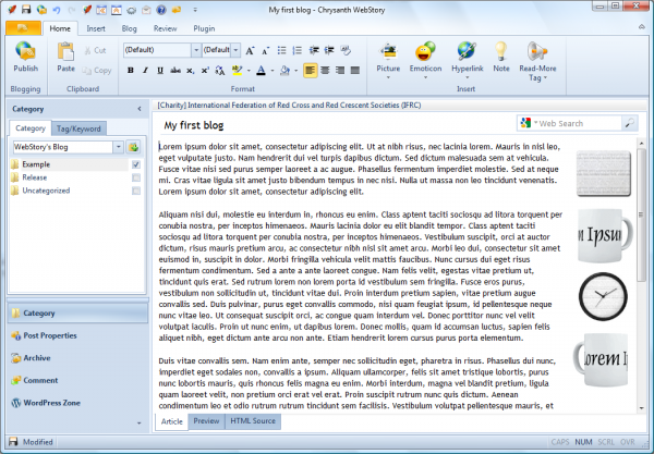 WebStory Blogging Tool Screenshot