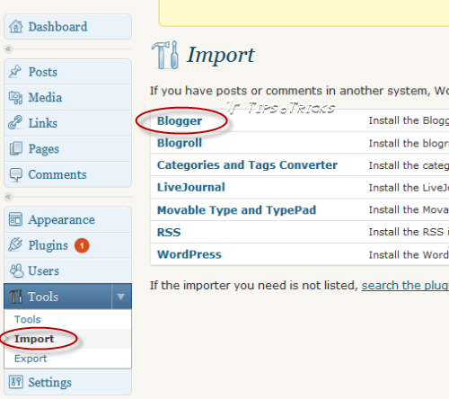 Importing Blogger blog posts into wordpress