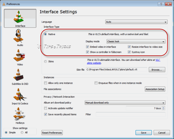 VLC Media Player Preferences