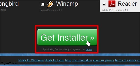 Ninite Get installer button