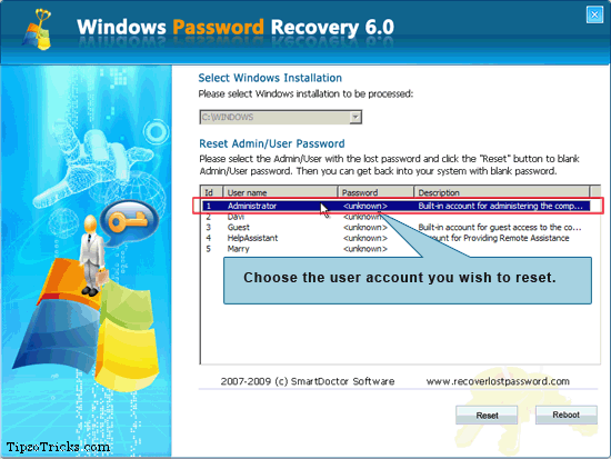 Windows Password Recovery 60