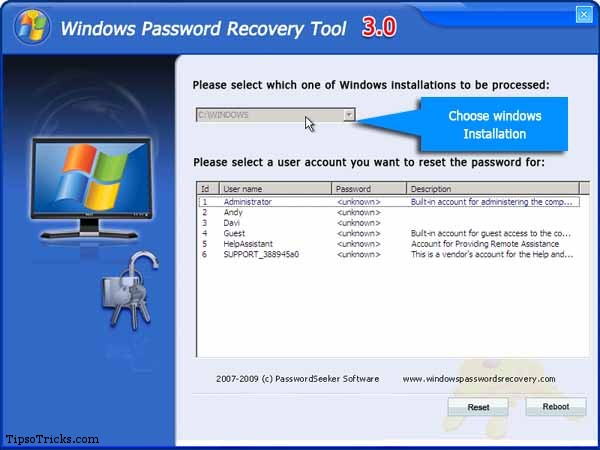 Windows Password Recovery Tool