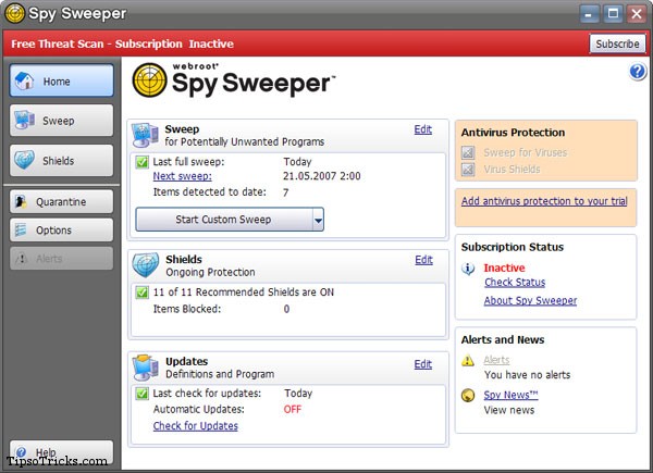 spy sweeper 6 screenshot