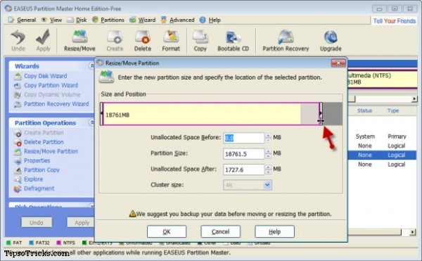 EASUES Partition Master Resize Drive