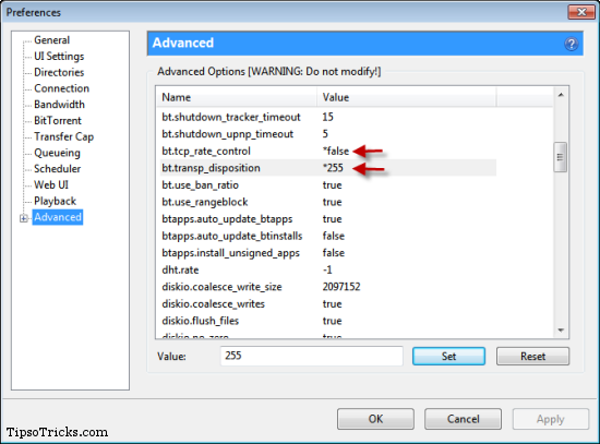 uTorrent Advanced Settings