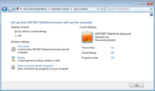 Windows 7 Parental Control Feature