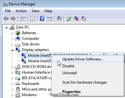 Device Manager - Update Driver Software