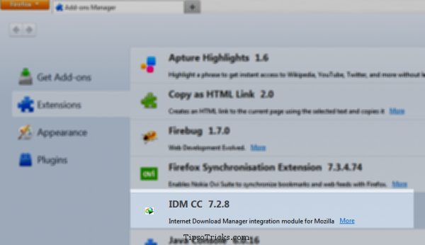 IDM on firefox 4