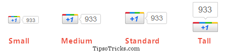 Google +1 Button Sizes