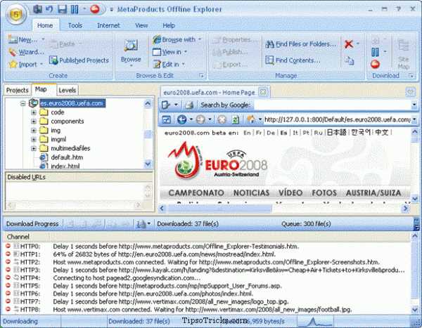 Offline Explorer Main Interface Screenshot
