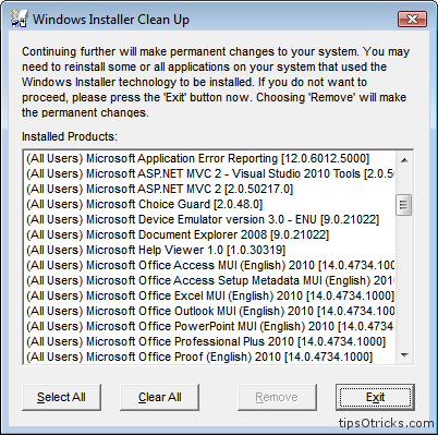 Windows Installer CleanUp screenshot