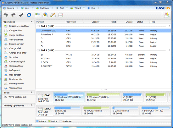 EASEUS Partition Master Professional Edition