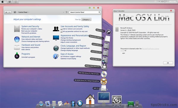 how to change windows 7 to mac os x lion