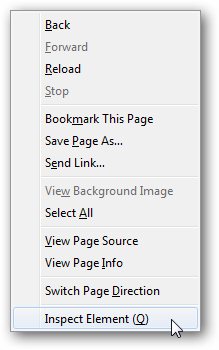 Inspect element Contex Menu