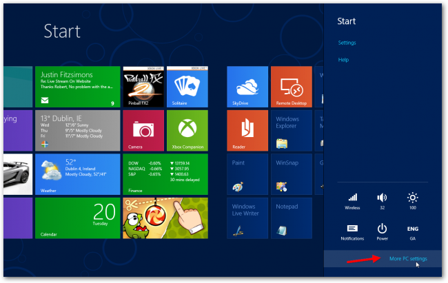 Windows 8 PC settings
