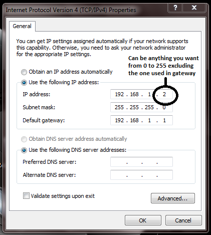 Set up local IP address