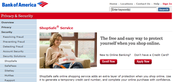 shopsafe- virtual credit card service