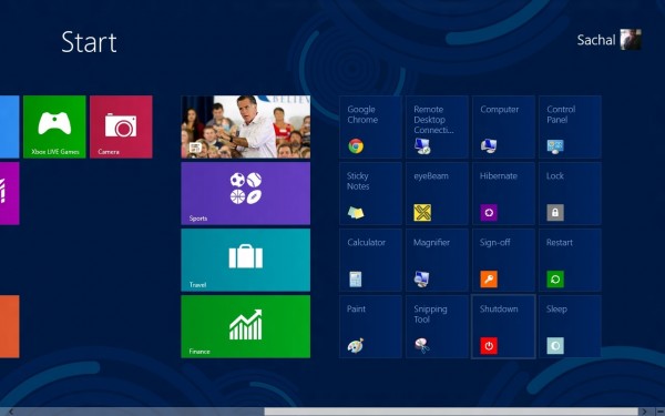 Windows 8 power shortcuts on start screen