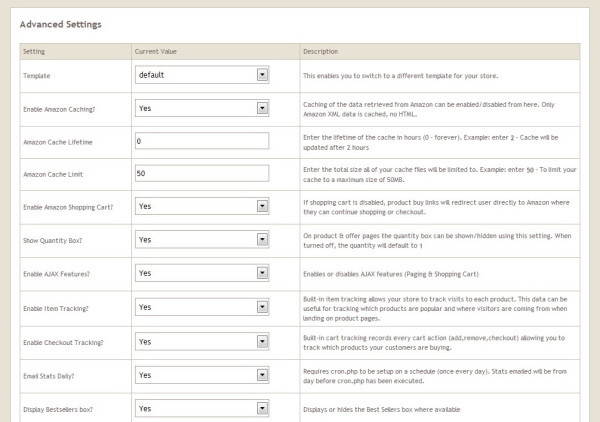 Store Configuration - Advanced Settings