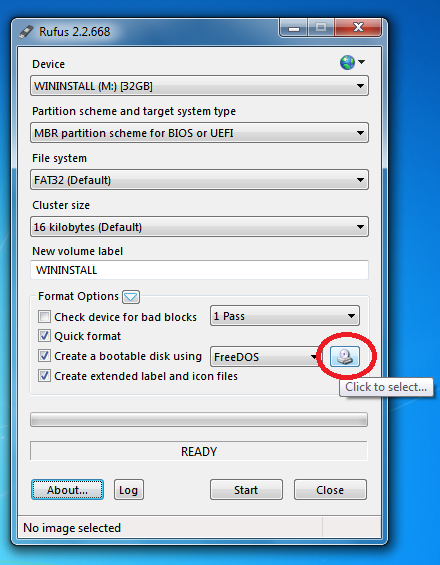 Select ISO File Rufus