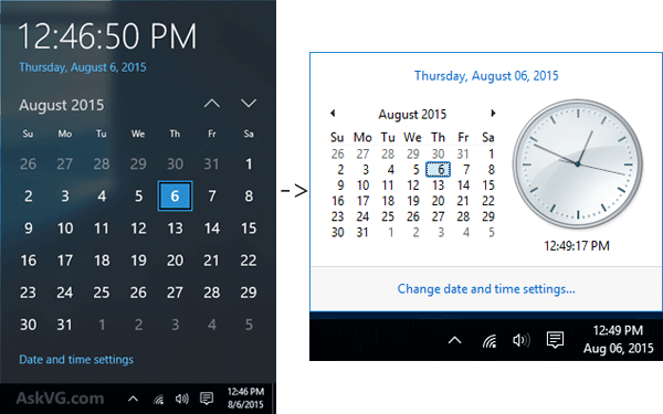 Windows 10 Calendar Flyout Change