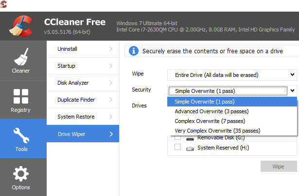 CCleaner-Drive Wiper