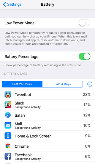 battery usage