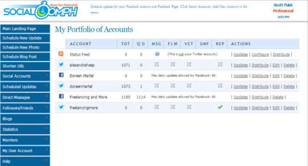 socialoomph dashboard