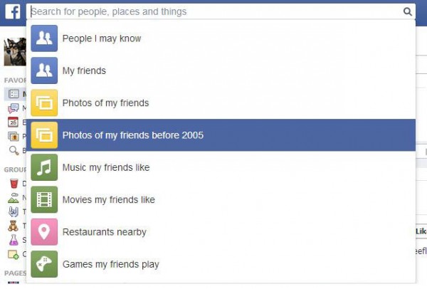 Facebook graph search bar