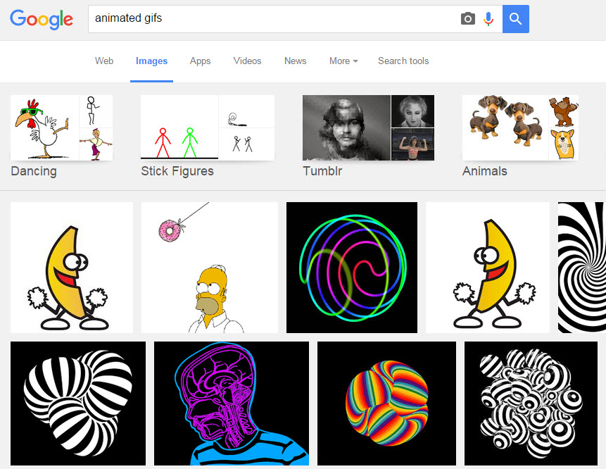 search animated gifs on google
