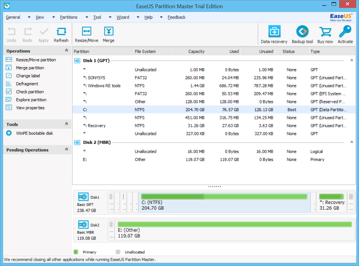 EaseUs Partition Master